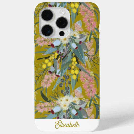 Custom Aussie Native Bush Blooms Mustard Yellow Case-Mate iPhone Hülle (Rückseite)