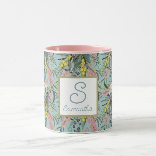 Custom Aussie Native Bush Blooms Summer Blue Tasse (Zentrum)