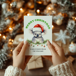 Custom Aussie Wildlife Koala Family Christmas Card Feiertagskarte