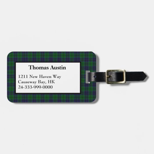 Custom Austin Tartan Kariert Luggage Tag Gepäckanhänger (Vorderseite horizontal)