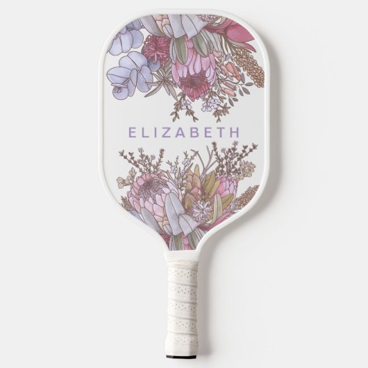 Custom Australian Bush Blume Feminine Bouquet Pickleball Schläger (Rückseite)