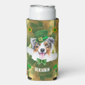 Custom Australian Shepherd Gold St Patricks Day Selters Dosenkühler (Seltzer Vorderseite)