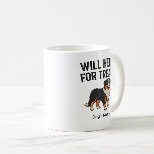 Custom Australian Shepherd “Will Herd for Treats”  Kaffeetasse (VorderseiteRechts)