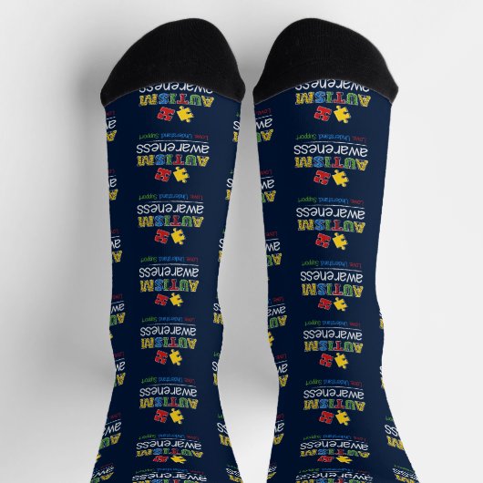 Custom Autism Awareness Love Understand Support Socken (Oben)