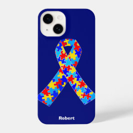 Custom Autismus Awareness Ribbon Blue iPhone 14 Hülle