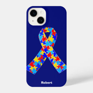 Custom Autismus Awareness Ribbon Blue iPhone 14 Hülle