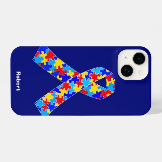 Custom Autismus Awareness Ribbon Blue iPhone Hülle (Rückseite (Horizontal))