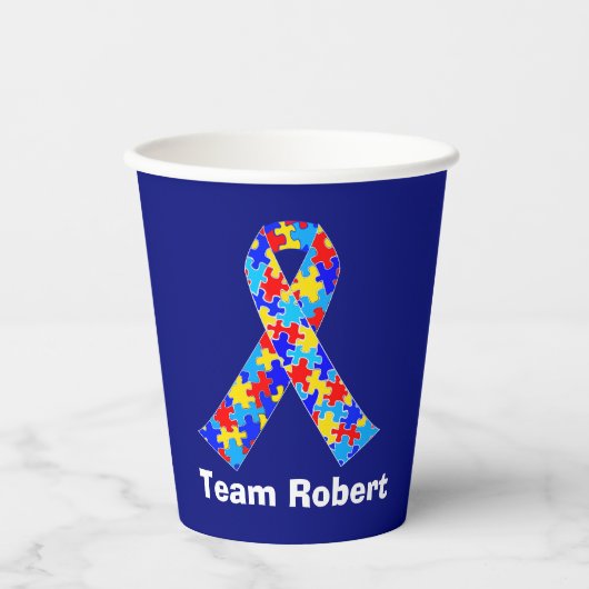 Custom Autismus Awareness Ribbon Blue Party Pappbecher (Vorderseite)