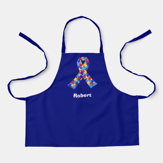 Custom Autismus Awareness Ribbon Blue Personalisie Schürze (Vorderseite)
