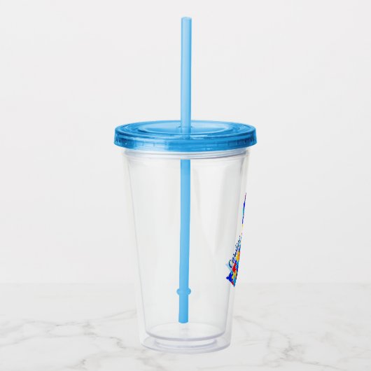 Custom Autismus Awareness Ribbon Blue Puzzle Stück Acryltrinkbecher (Rechts)