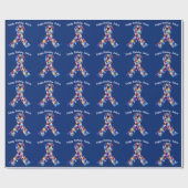 Custom Autismus Awareness Ribbon Happy Birthday Bl Geschenkpapier (Flach)