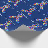 Custom Autismus Awareness Ribbon Happy Birthday Bl Geschenkpapier (Ecke)