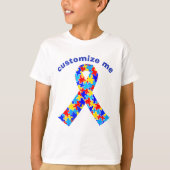 Custom Autismus Awareness Ribbon Kinder T-Shirt (Vorderseite)