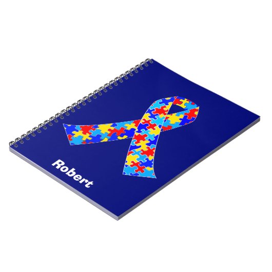 Custom Autismus Awareness Ribbon Team Blue Notizblock (Linke Seite)