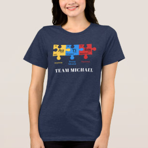 Custom Autismus Bewusstsein Matching Family Mama T Tri-Blend Shirt