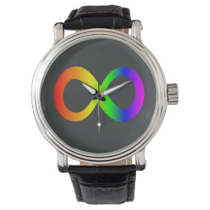 Custom Autismus Infinity Rainbow Symbol ID ALERT Armbanduhr