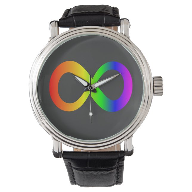 Custom Autismus Infinity Rainbow Symbol ID ALERT Armbanduhr (Vorderseite)