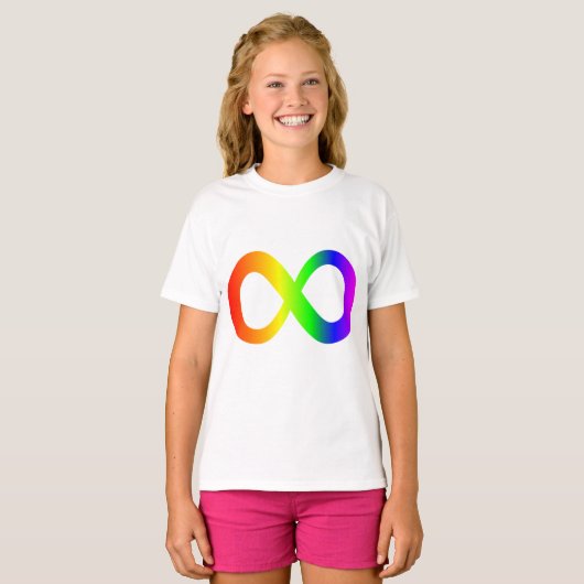 Custom Autismus Infinity Rainbow Symbol ID ALERT T-Shirt (Vorne ganz)