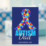 Custom Autismus Vater Blue Ribbon Geburtstag Karte<br><div class="desc">Coole marineblaue personalisiert Autismus Vater-Karte zum Geburtstag oder Vatertag. Eine tolle Karte für einen stolzen Ehemann Ihres autistischen Sohnes oder Ihrer Tochter.</div>