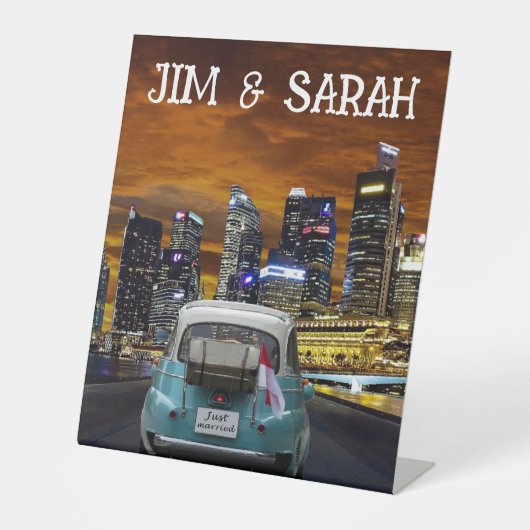 CUSTOM AUTO "just heiratet" NEW YORK CUSTOM Sockelschild (Vorderseite)