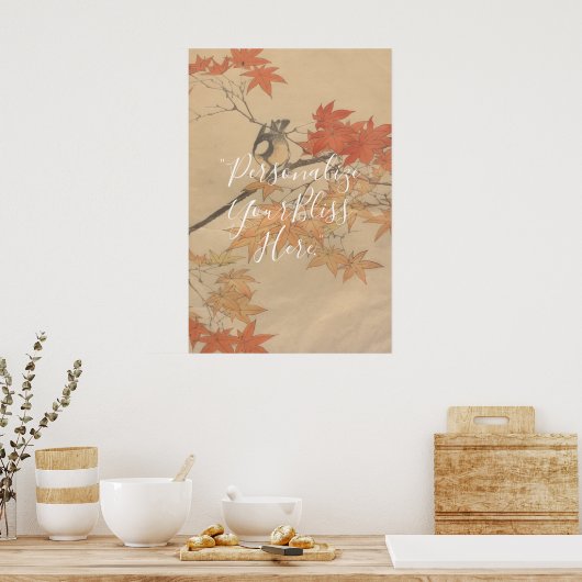 CUSTOM Autumn Bird & Fall Leaves Print by Imao Poster (Küche)