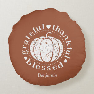 Custom Autumn dankbar dankbar gesegnet Pumpkin Rundes Kissen