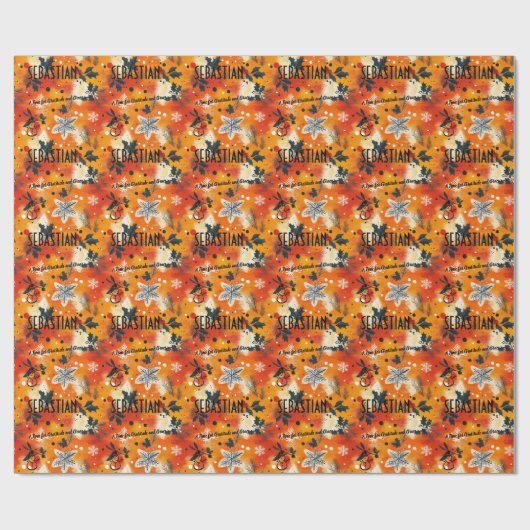 Custom Autumn Leaves and Snowflakes Christmas Geschenkpapier (Flach)