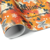 Custom Autumn Leaves and Snowflakes Christmas Geschenkpapier (Rolleneckpunkt)