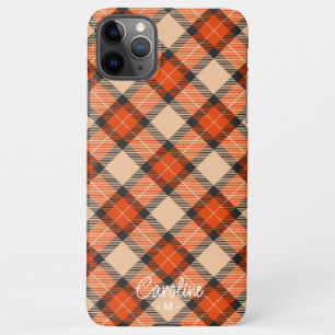 Custom Autumn Pumpkin Orange Brown Tartan Muster iPhone 11Pro Max Hülle