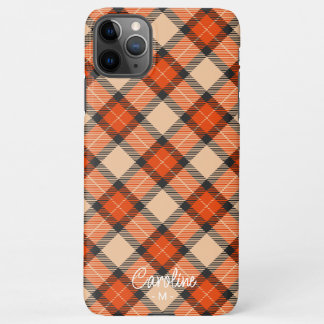 Custom Autumn Pumpkin Orange Brown Tartan Muster iPhone 11Pro Max Hülle