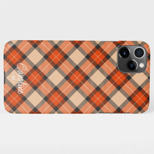 Custom Autumn Pumpkin Orange Brown Tartan Muster iPhone Hülle (Rückseite (Horizontal))