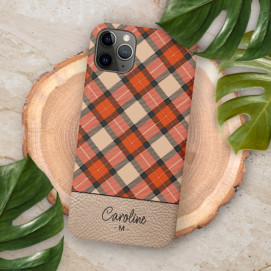 Custom Autumn Pumpkin Orange Brown Tartan Muster iPhone Hülle