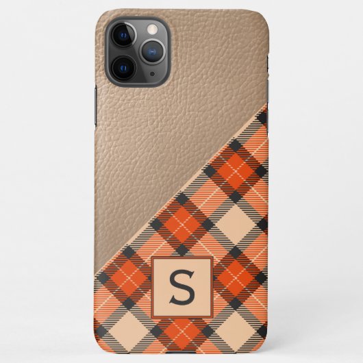Custom Autumn Pumpkin Orange Brown Tartan Muster iPhone Hülle (Rückseite)