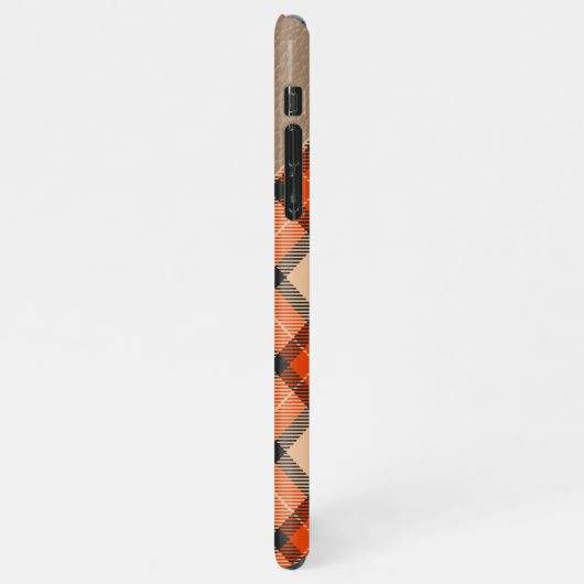 Custom Autumn Pumpkin Orange Brown Tartan Muster iPhone Hülle (Linke Seite)
