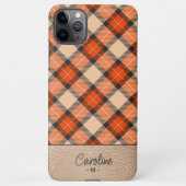 Custom Autumn Pumpkin Orange Brown Tartan Muster iPhone Hülle (Rückseite)