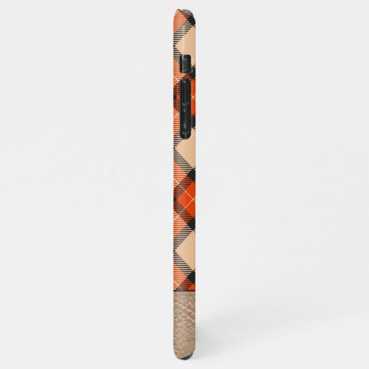 Custom Autumn Pumpkin Orange Brown Tartan Muster iPhone Hülle (Linke Seite)