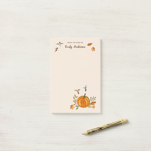 Custom Autumn Rufous Hummingbirds Notepad Post-it Klebezettel (Auf Schreibtisch)