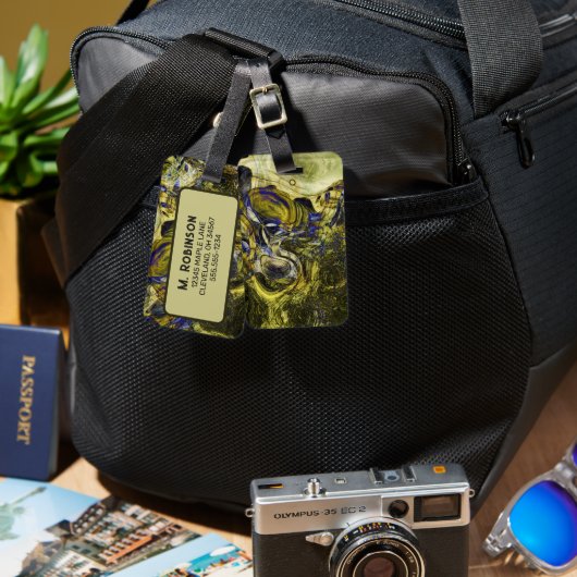 Custom Avignon Olive Green Abstrakt Gepäckanhänger (Vorderseite & Rückseite)