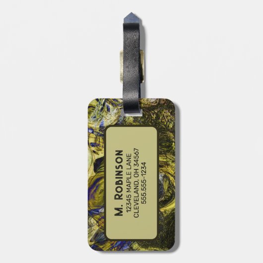 Custom Avignon Olive Green Abstrakt Gepäckanhänger (Rückseite vertikal)