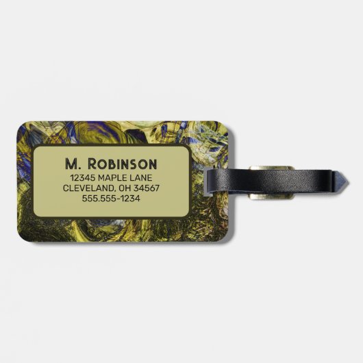 Custom Avignon Olive Green Abstrakt Gepäckanhänger (Rückseite horizontal)