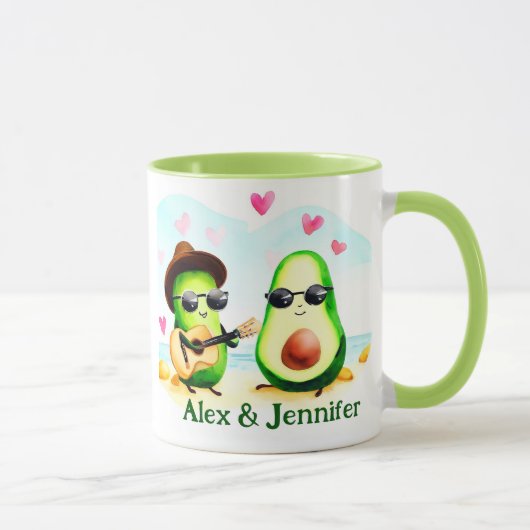 Custom Avocado Couple Names Personalisiert Tasse (Rechts)