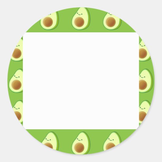 Custom Avocado Pattern Runder Aufkleber (Vorderseite)