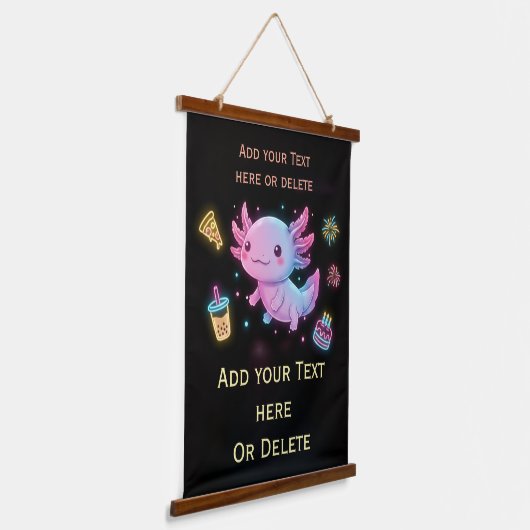 Custom Axolotl Cute Glowing Party Wall Tapestry Wandteppich Mit Holzrahmen (Gewinkelt)