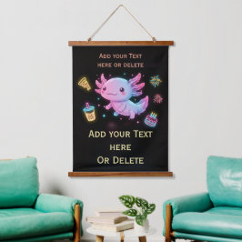 Custom Axolotl Cute Glowing Party Wall Tapestry Wandteppich Mit Holzrahmen
