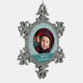Custom Baby 1. Weihnachtsfest Foto Snowflake Ornam Schneeflocken Zinn-Ornament (Links)