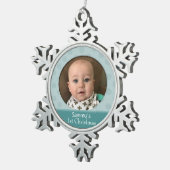Custom Baby 1. Weihnachtsfest Foto Snowflake Ornam Schneeflocken Zinn-Ornament (Rechts)