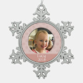 Custom Baby 1. Weihnachtsfest Foto Snowflake Ornam Schneeflocken Zinn-Ornament (Vorderseite)