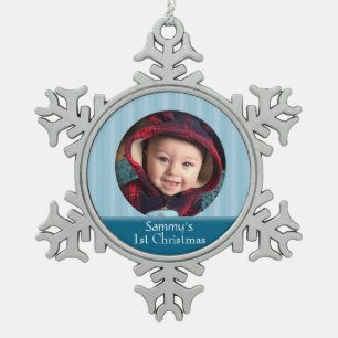 Custom Baby 1. Weihnachtsfest Foto Snowflake Ornam Schneeflocken Zinn-Ornament