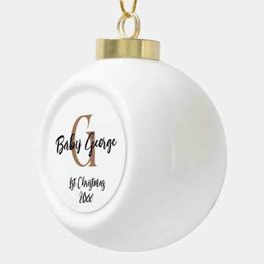 Custom Baby 1e Christmas unisex Monogramm Keramik Kugel-Ornament (Rechts)