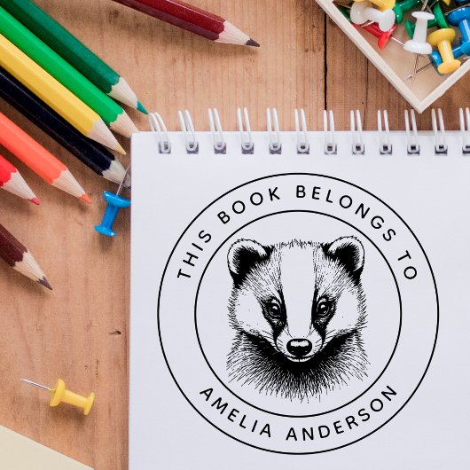 Custom Baby Badger Dieses Buch gehört zum Namen de Permastempel